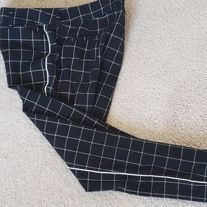 old navy black checked dress pant